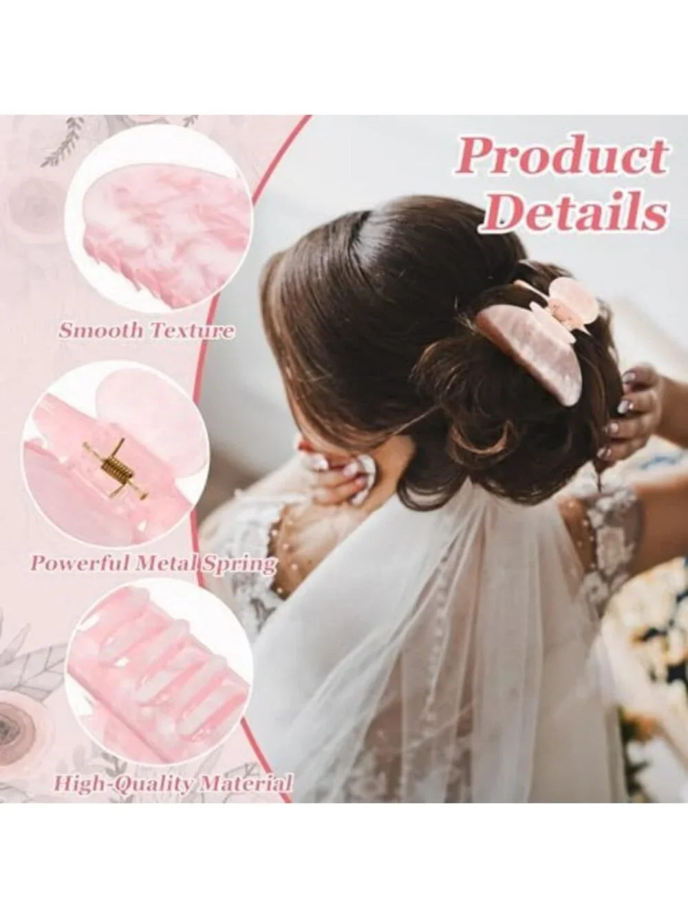 8-Pack Bridesmaid Proposal Gifts | Acrylic Hair Claw Clips in White & Pink